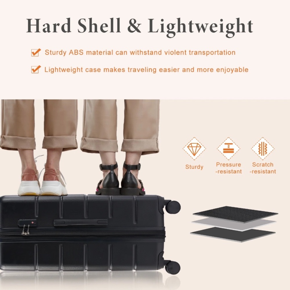 Hardshell Spinner Suitcase in Black 20in CarryOn - Picture 4 of 8